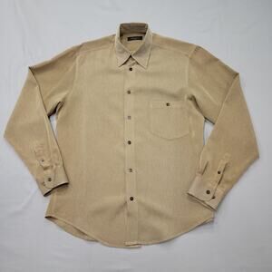 Equilibrio Italia Mens Medium Micro Check Button Up Shirt Long Sleeve Modern Fit